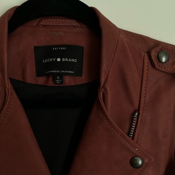 100% Lambs Leather Jacket Lucky Brand Size Small - Picture 4 of 5